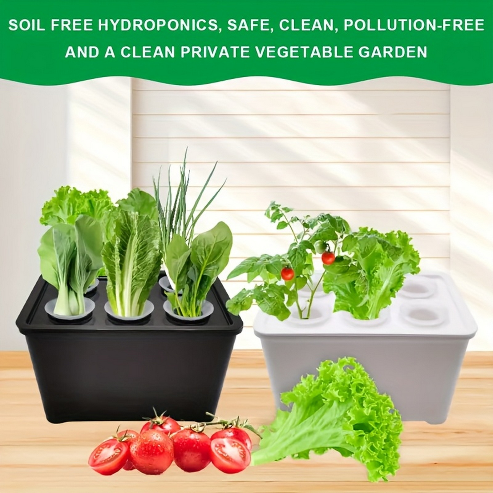 Indoor Herb Garden Kit - กระถางเพาะชำแบบไฮโดรโปนิกส์ 6 in 1 สำหรับรดน้ำต้นกล้า กล่องปลูกแบบไม่ใช้ดิน