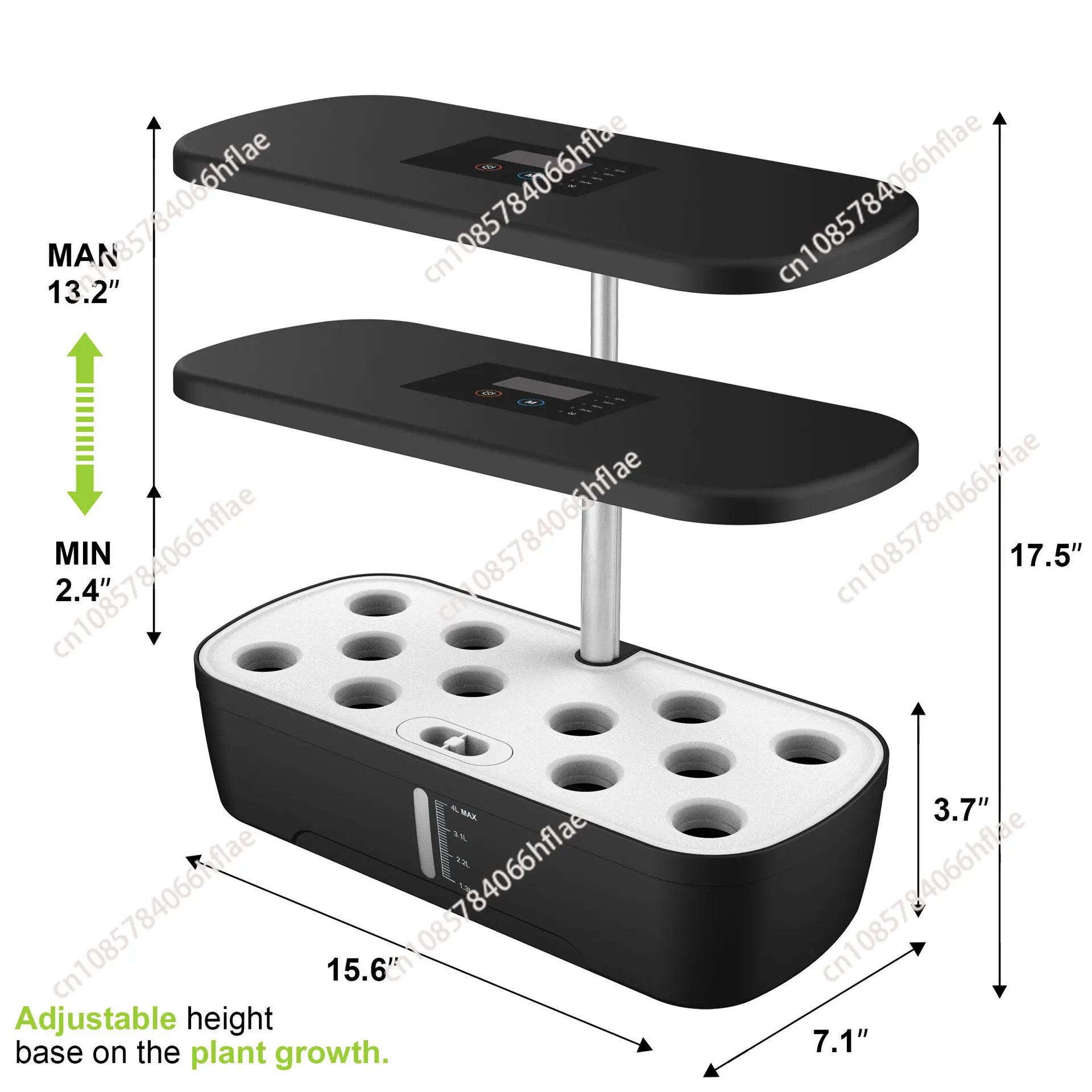 Indoor Herb Garden Kit - ระบบปลูกพืชไฮโดรโปนิกส์ 12 ช่อง ชุดปลูกสมุนไพรในร่ม ปรับความสูงได้ พร้อมไฟปลูก