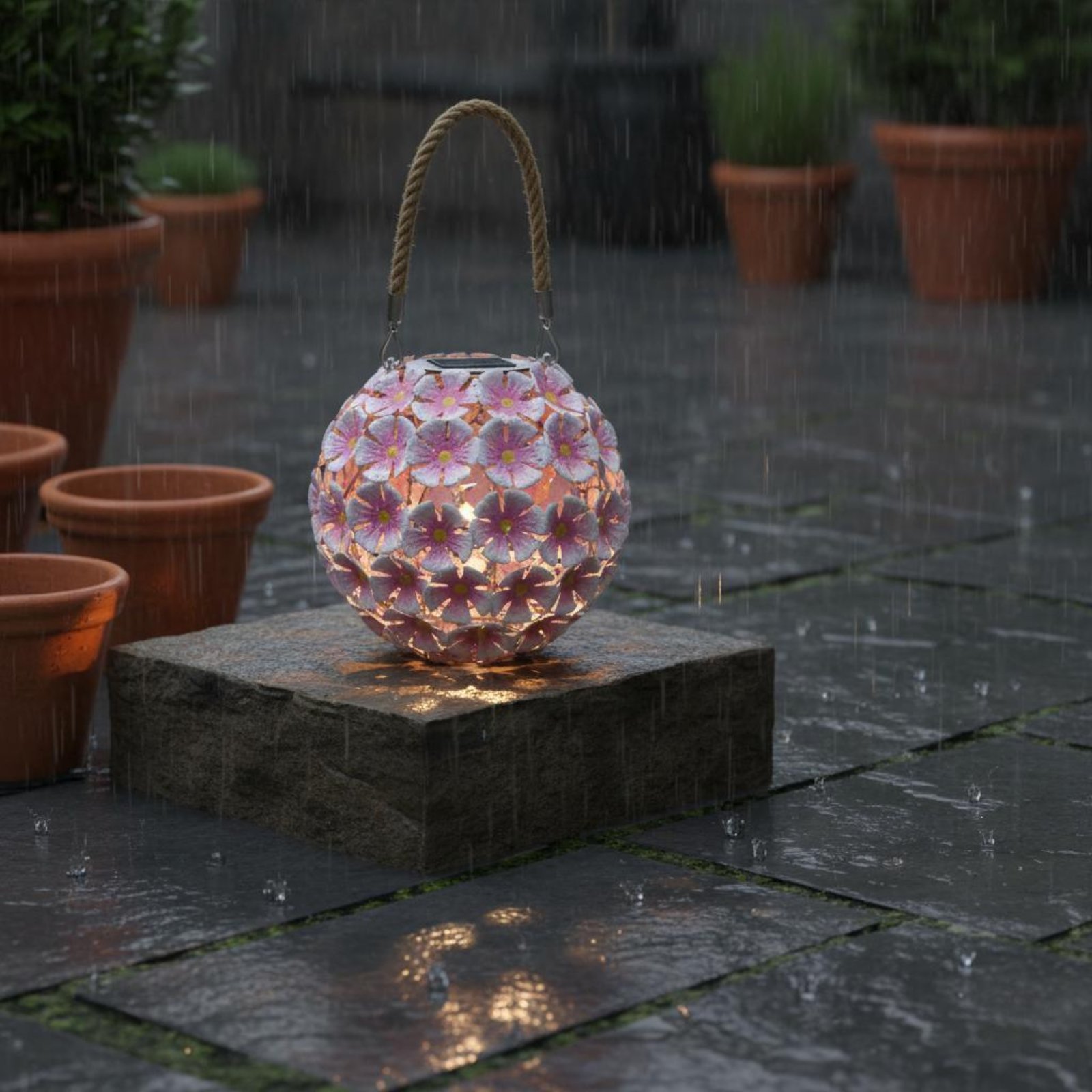 Smart Garden Lanterns - โคมไฟแขวนรูปดอกไม้ แสงสีขาวอบอุ่น โคมไฟพลังงานแสงอาทิตย์รูปดอกไม้ โคมไฟสวนเหล็ก ประหยัดพลังงาน โคมไฟแขวนพลังงานแสงอาทิตย์