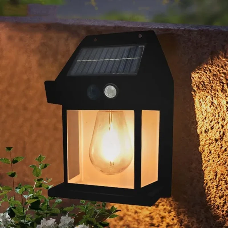 Smart Garden Lanterns - พลังงานแสงอาทิตย์ทังสเตนโคมไฟกลางคืนอัจฉริยะ Motion Sensor โคมไฟติดผนัง 3 โหมดกันน้ํา