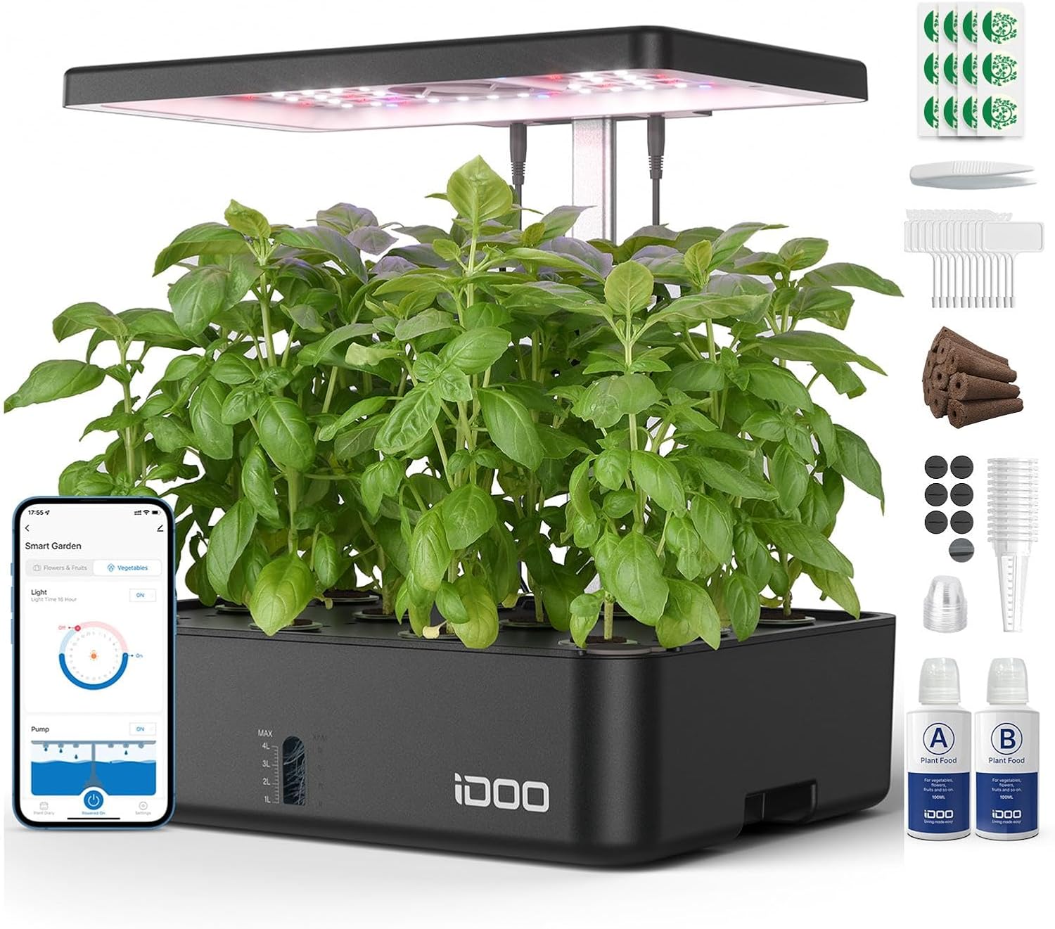 Indoor Herb Garden Kit - ระบบปลูกพืชไฮโดรโพนิกส์แบบ WiFi 12 ช่อง พร้อมชุดปลูกสมุนไพรในร่ม ไฟ